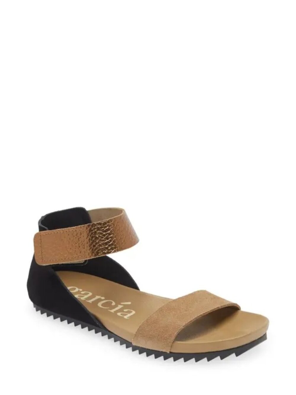 Pedro Garcia $495 Jalila Flat Ankle Strap Sandals Gold Metallic Pebble Leather